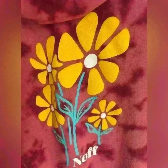 Neff Women’s Floral Tie-Dyed Cotton Long Sleeve Graphic Pullover Hoodie Size S - Picture 3 of 5